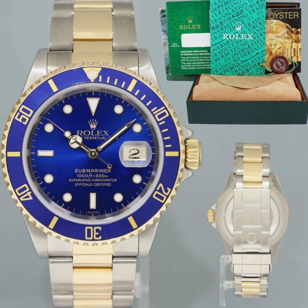 MINT Rolex Mens Submariner Two Tone Gold Watch w/ Box